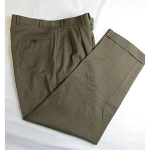 Men's Turnbury Pants Pleated/Cuffed Brown Wool Size 36x34 Actual Inseam 32.5